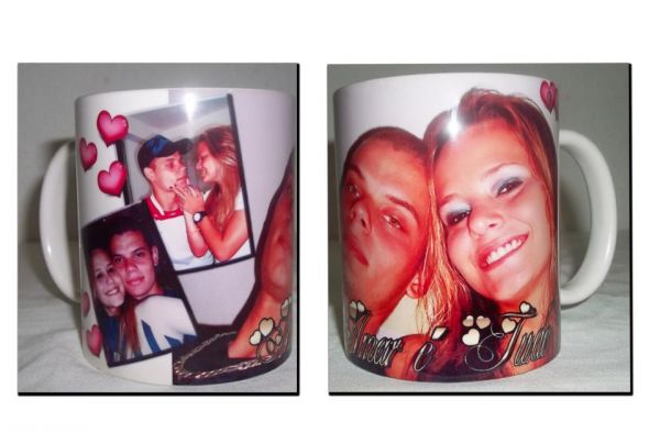 Caneca de porcelana personalizada -interior branco